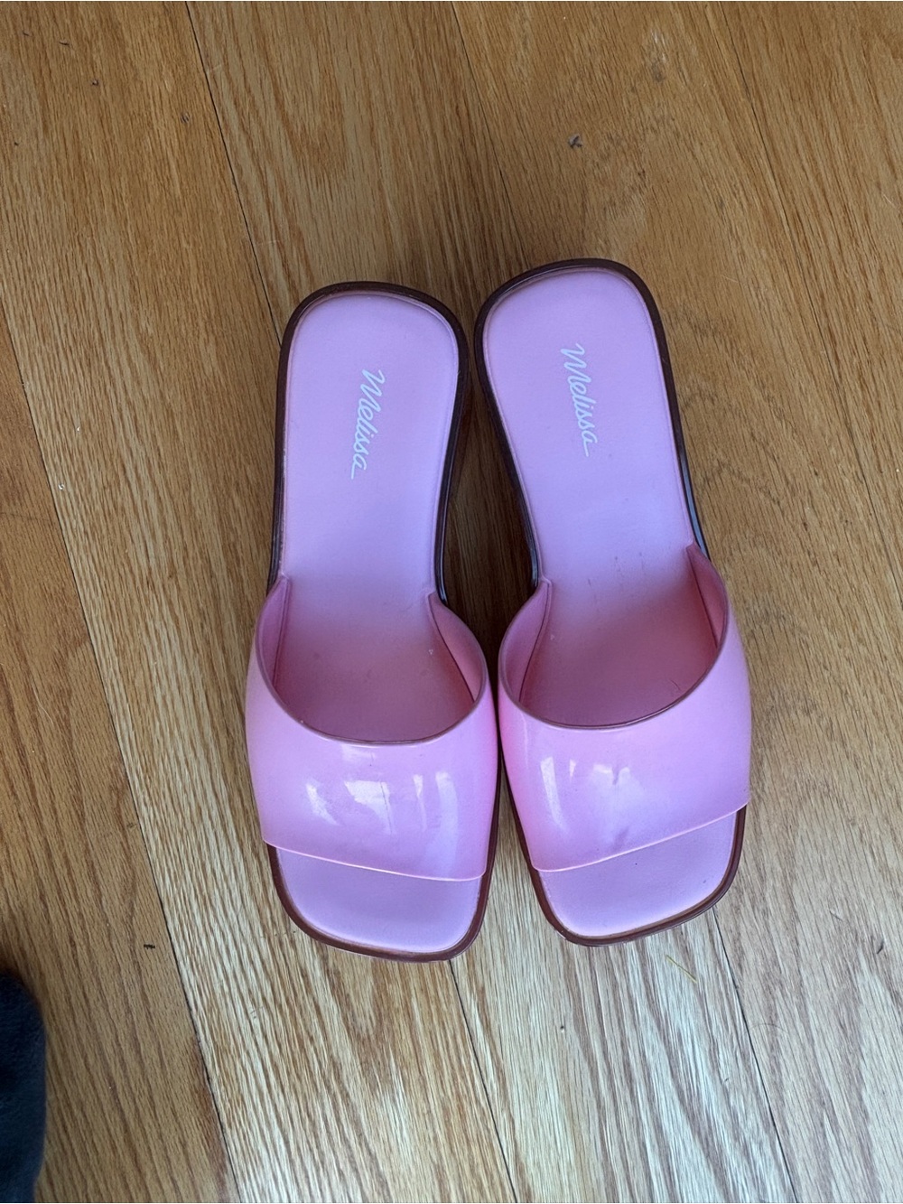 Melissa Pink Glossy Slide Mules for Women